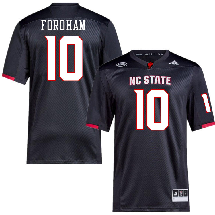 Men #10 Caden Fordham NC State Wolfpack College Football Jerseys Stitched-Black